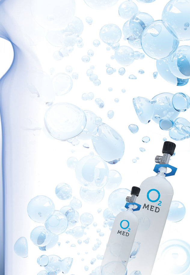 Vertikalna slika jeklenke s kisikom